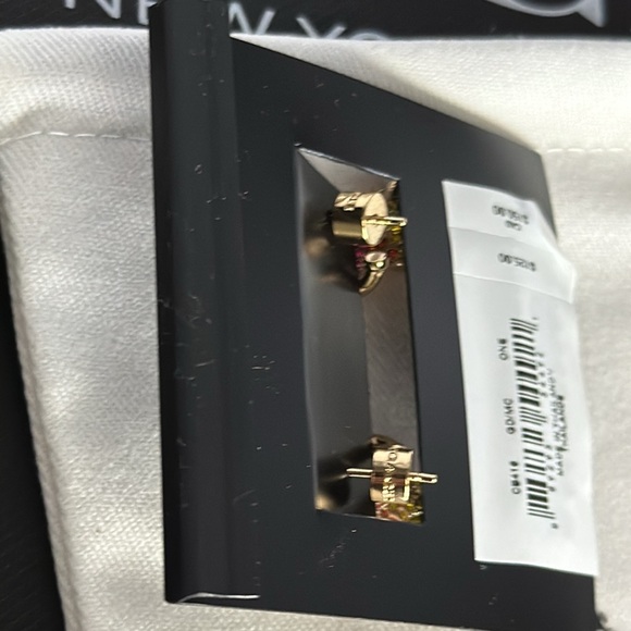 Coach Rexy Pavé Rexy Huggie Earrings Rainbow Crystal Gold Dangle Dinosaur Hoops - Picture 7 of 7